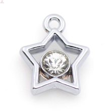 Benutzerdefinierte Silberlegierung Stern Charm, Silber Kristall Anhänger Charm Schmuck